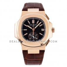 Nautilus Chronograph 5980/1R in Rose Gold on Brown Leather Strap
