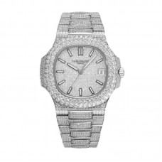 Nautilus Jumbo 5711 Diamond Dial with Diamond Bezel with Paved Diamonds in White Gold