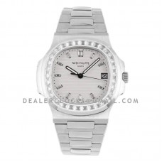 Nautilus Jumbo 5711/1A-011 White Dial with Diamond Bezel