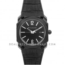 Octo Solotempo DLC Black Dial with Silver Markers on Black Leather Strap