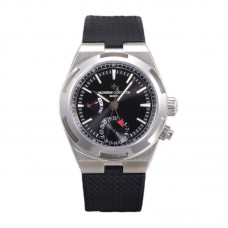 Overseas Dual Time Black Dial in Steel Ref. 7900V/110A-B546 on Rubber Strap