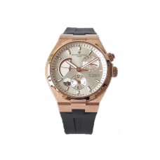 Overseas Dual Time White Dial in Rose Gold on Rubber Strap