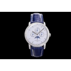 Patrimony Perpetual Calendar Ultra-Thin White Dial in White Gold with Diamond Bezel