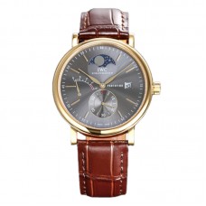 Portofino Hand Wound Moon Phrase IW516402 Grey Dial in Yellow Gold