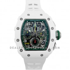 RM 011-02 Le Mans Classic Chronograph in Green on White Rubber Strap