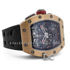 RM 011 Automatic Flyback Chronograph in Rose Gold / Titanium on Black Rubber