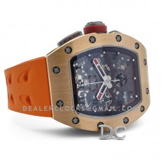 RM 011 Automatic Flyback Chronograph in Rose Gold / Titanium on Orange Rubber
