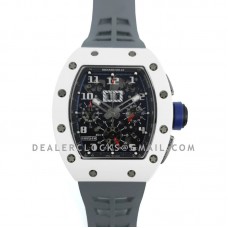 RM 011 Saint Tropez Polo Club White ATZ Ceramic and Titanium on Grey Rubber Strap