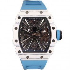 RM 012-01 Tourbillon White NTPT Carbon on Blue Rubber Strap