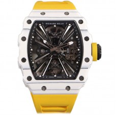 RM 012-01 Tourbillon White NTPT Carbon on Yellow Rubber Strap