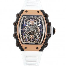 RM 021-01 Tourbillon Aerodyne in Rose Gold on White Rubber Strap