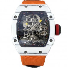 RM 027-02 Tourbillon Rafael Nadal White NTPT on Orange Nylon Strap