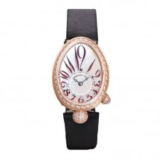Reine de Naples in Rose Gold 8928BB Black Leather Strap