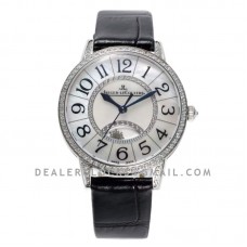Rendez-vous Classic Night & Day 34mm MOP Dial in White Gold on Black Leather Strap