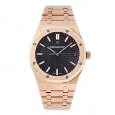 Royal Oak 15450ST 37mm Black Dial in Frosted Rose Gold