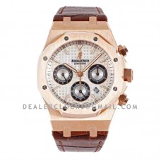 Royal Oak Self-Winding Chronograph White/Black Dial in Rose Gold on Leather Strap
