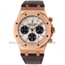 Royal Oak Self-Winding Chronograph White/Black Dial in Rose Gold on Leather Strap
