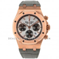 Royal Oak Self-Winding Chronograph White/Grey Dial in Rose Gold on Leather Strap