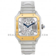 Santos De Cartier Watch Skeleton Dial in Steel/Yellow Gold