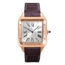 Santos-Dumont (Extra-Large) Silver Dial in Rose Gold on Purple Leather Strap Ref. WGSA0032