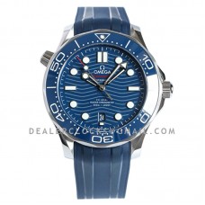 Seamaster Diver 300M Omega Co-Axial Master Chronometer 42mm Blue Dial with Blue Bezel on Rubber Strap