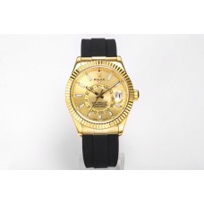 Sky-Dweller 326938 Champagne Dial in Yellow Gold on Rubber Strap
