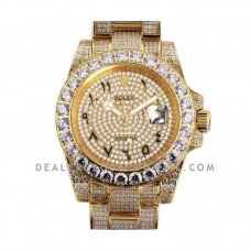 Submariner 116659 Full Diamond Paved Dial with Arabic Markers in Yellow Gold