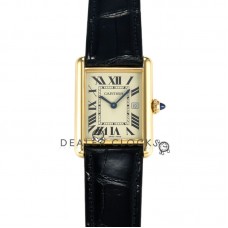 Tank Louis Large White Dial in Yellow Gold