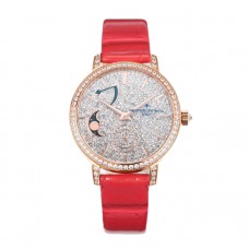 Traditionelle Moon Phase Diamond Paved Dial in Pink Gold