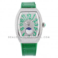 Vanguard Moonphase V32 Diamond Paved Dial with Green Markers