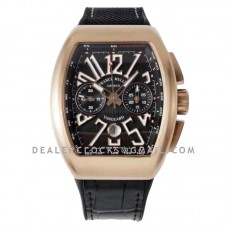 Vanguard V45 Chronograph Black Dial with White Marker in Rose Gold on Nylon Strap