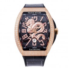 Vanguard Yachting Dragon V45YT Black Dial with Diamond Bezel in Rose Gold