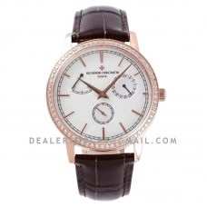 Traditionnelle Manual-Winding White Dial in Rose Gold with Diamond Bezel