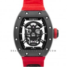 RM 052-01 Tourbillon Black Skull in PVD on Red Nylon Strap