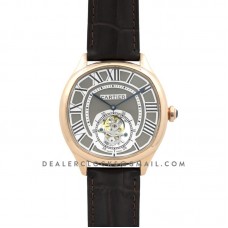 Drive de Cartier Tourbillon Grey Dial in Rose Gold on Black Leather Strap