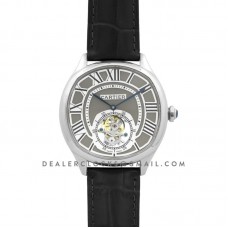 Drive de Cartier Tourbillon Grey Dial in White Gold on Black Leather Strap