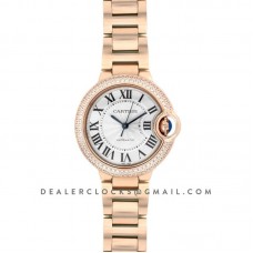 Ballon Bleu De Cartier 36mm White Dial in Pink Gold with Diamond Bezel