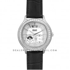 Black Tie Emperador Cushion White Dial in White Gold with Diamond Bezel and Dial