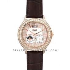 Black Tie Emperador Cushion White Dial in Rose Gold with Diamond Bezel and Dial