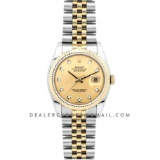 Datejust II 116333 Yellow Gold Dial in Gold/Steel with Diamond Markers