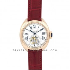 Cle de Cartier Tourbillon Rose Gold 35mm on Red Leather Strap