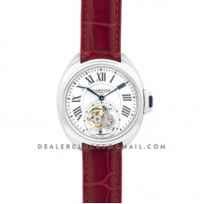 Cle de Cartier Tourbillon White Gold 35mm on Red Leather Strap