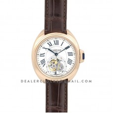 Cle de Cartier Tourbillon Rose Gold 35mm on Brown Leather Strap