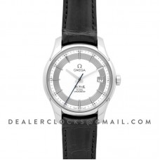 De Ville Co-Axial Chronometer White Dial in Steel on Black Leather Strap