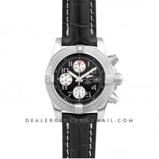 Colt Chronograph 44mm Black Dial in Steel on Black Leather Strap