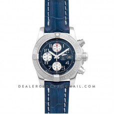 Colt Chronograph 44mm Blue Dial in Steel on Leather Strap