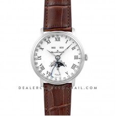 Villeret Quantieme Complet White Dial with Roman Numeral Markers in Steel