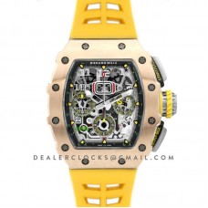 RM 011-03 Automatic Flyback Chronograph in Rose Gold / Titanium on Yellow Rubber
