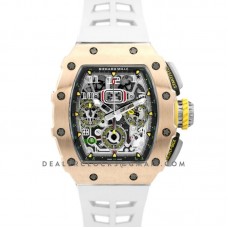 RM 011-03 Automatic Flyback Chronograph in Rose Gold / Titanium on White Rubber