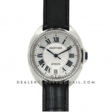 Cle de Cartier in Steel 35mm with Diamond Bezel